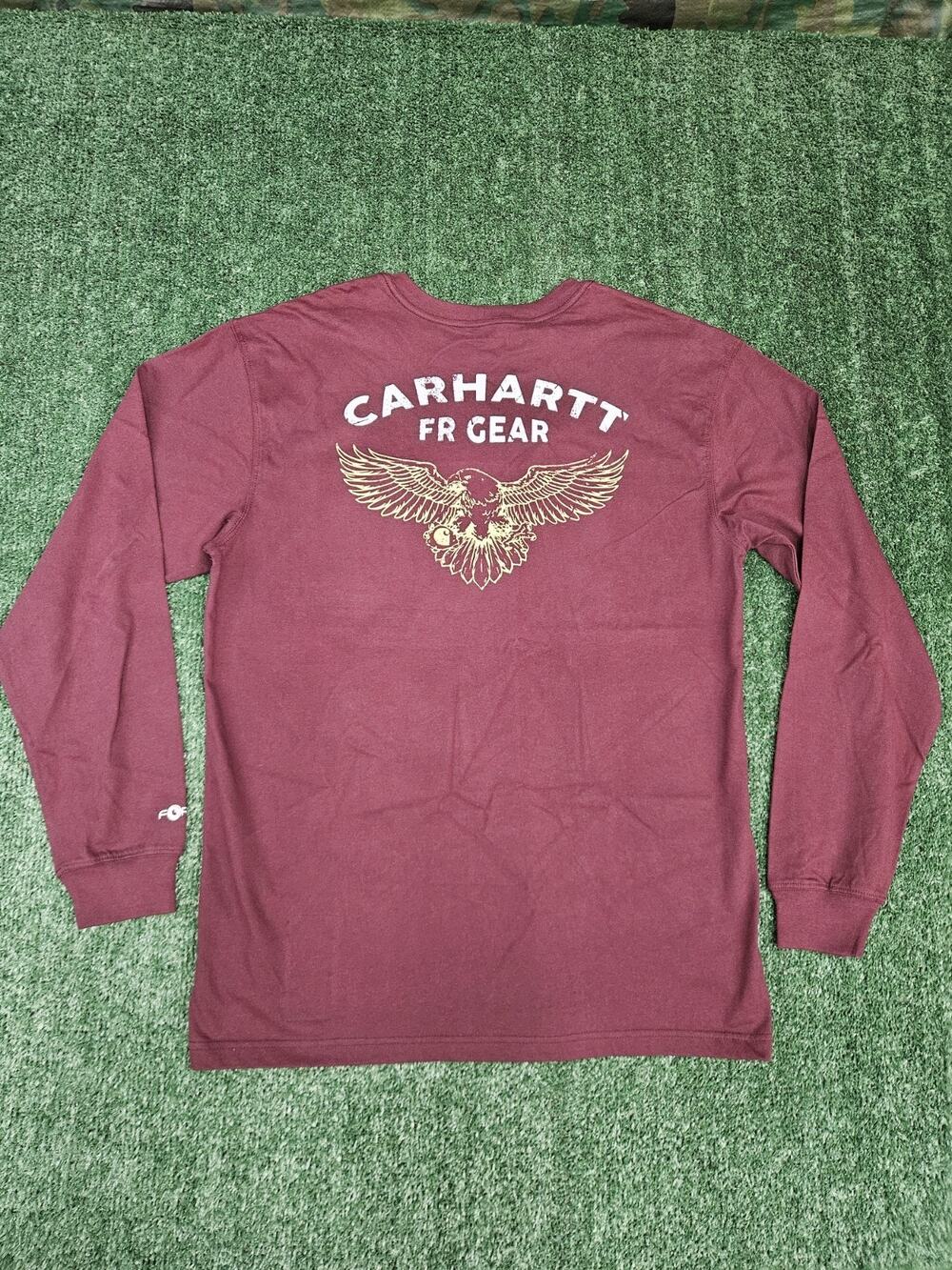 Carhartt FR Force CAT 2 Flame Resistant Maroon M Loose Fit Long Sleeve Tee